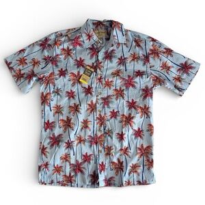 Cook Hawaiian Blue and Red Palm Tree Men's Shirt - NWT